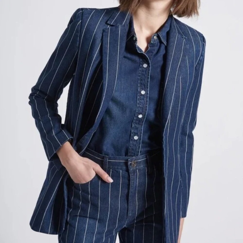 Women's Blue Pinstripe Blazer